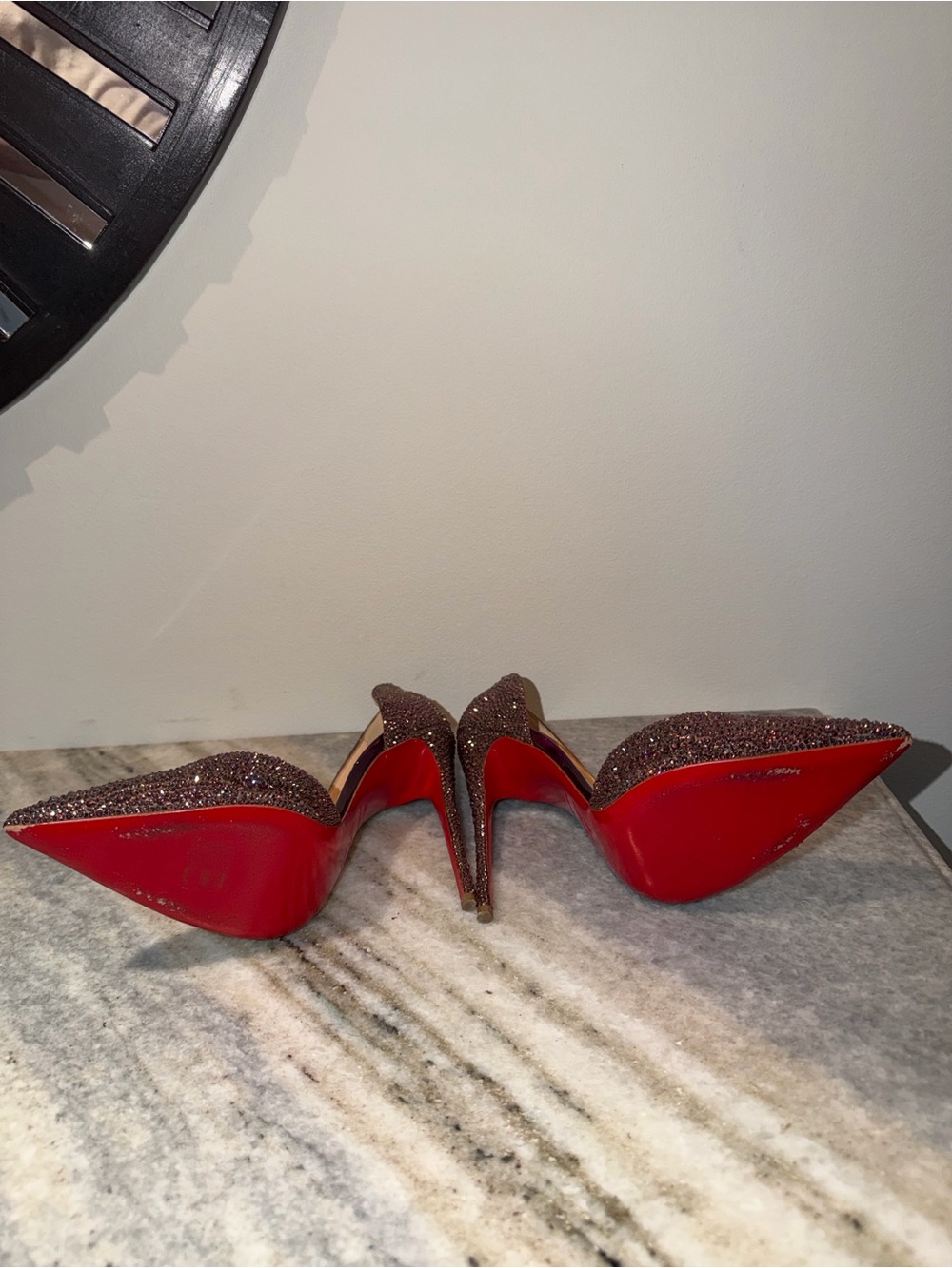 Christian Louboutin Brown Crystal Pointed-Toe Stiletto Pumps - Picture 3 of 4